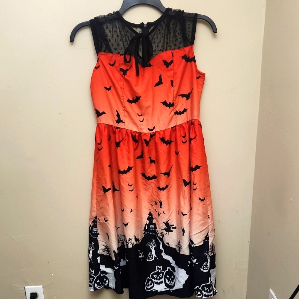 Halloween Themed Orange and Black Dress